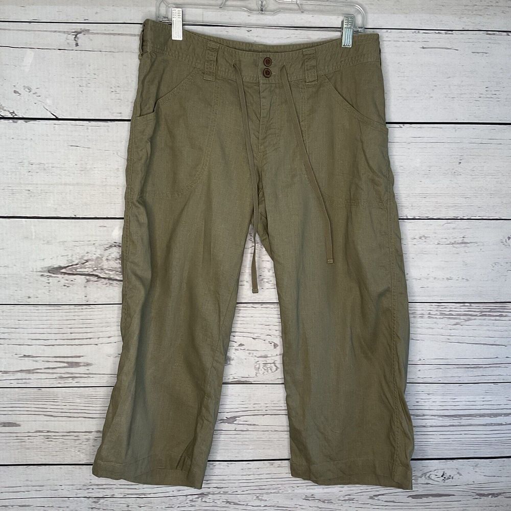 Patagonia Island Capri Pants Hemp Organic Cotton Size 12 Utility Outdoor Green
